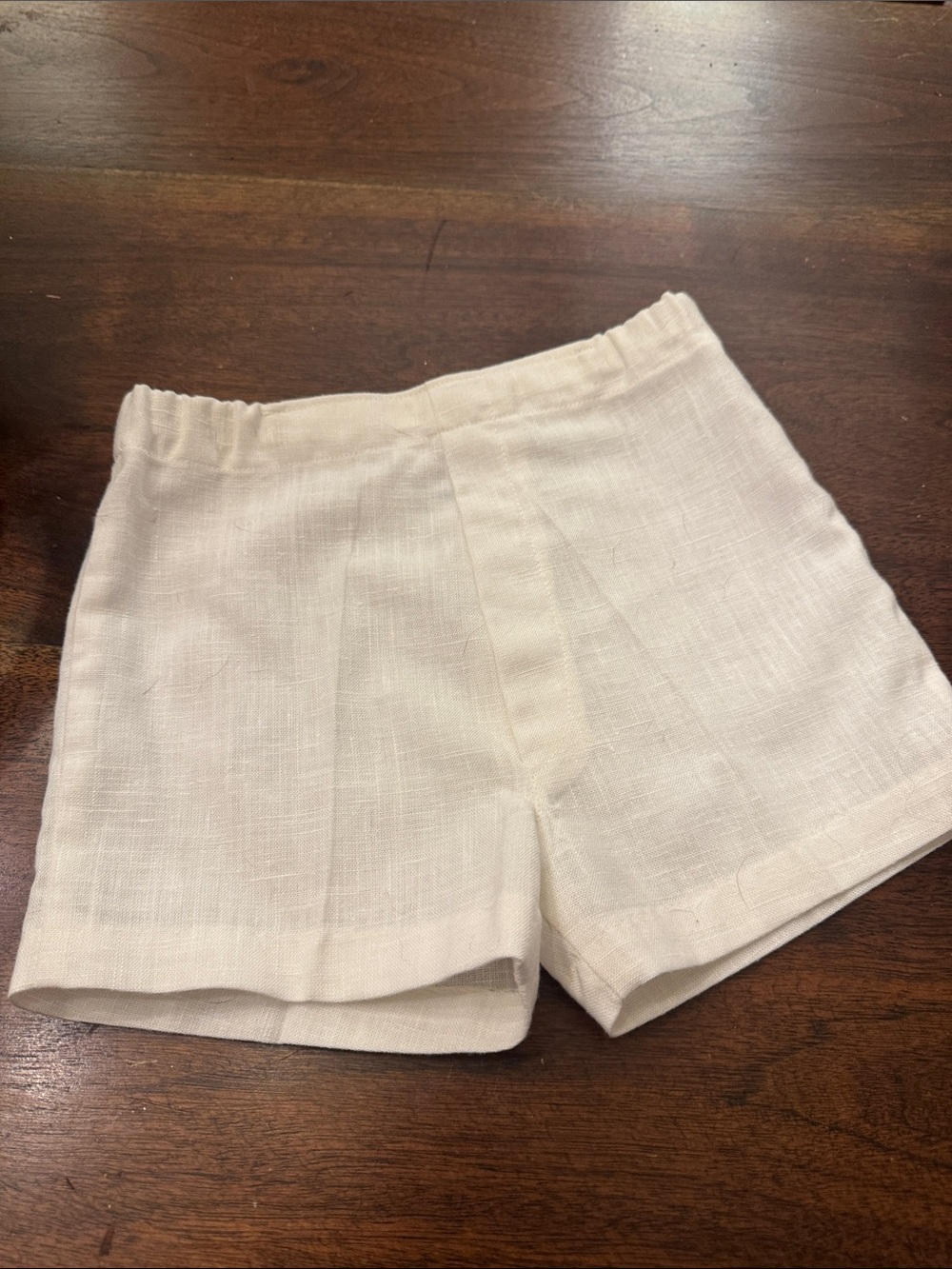 Boys Cream Linen-Look Elastic Waist Shorts